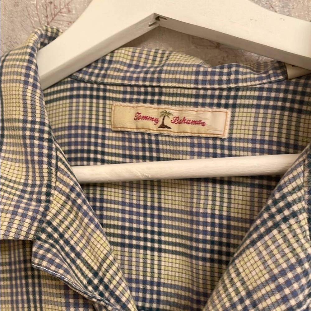 Tommy Bahama Men's Checkered Shirt - Blue and Yellow